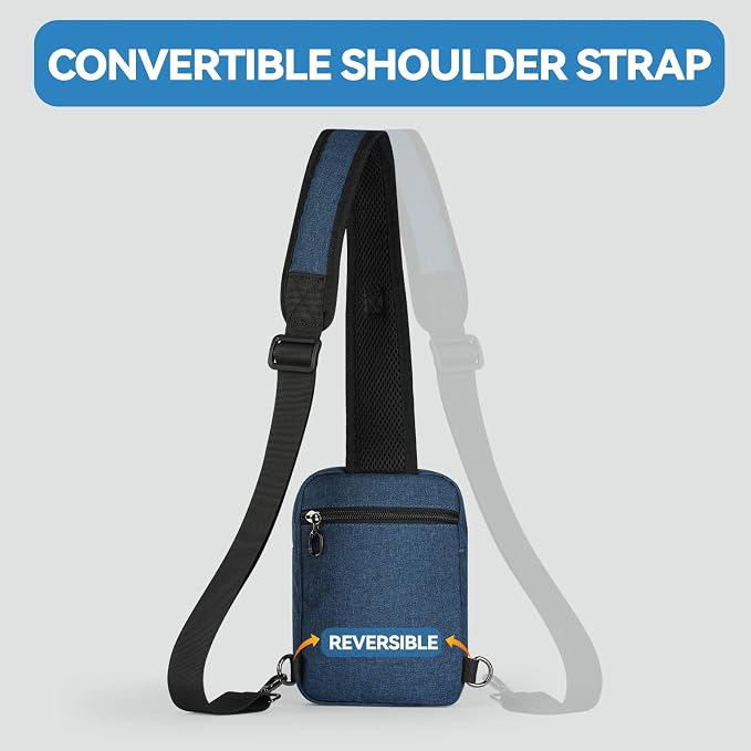 Sling Bag, Tactical Anti Theft Crossbody Bag with Zipper Lock RFID EDC Small Chest Bags for Men Women(Blue)
