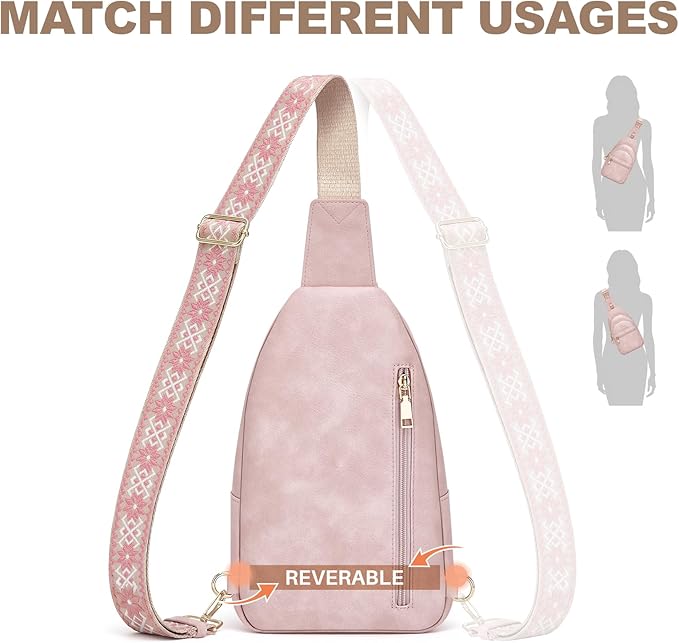SYTRAH Anti Theft Crossbody Bags for Women, RFID Sling Bag Travel Purse, RFID Cross Body Purses Chest Bag for Travel Pink