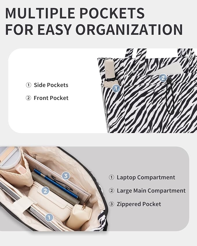 Wandering Nature Puffer Tote Bag with Cup Holder & Laptop Compartment & Trolley Sleeve for Travel, Work, Nurse, Women