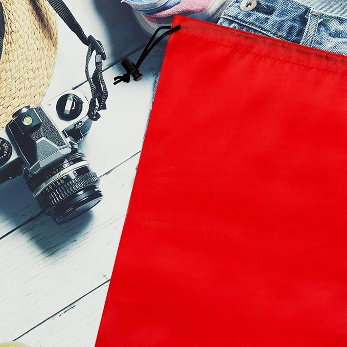 PALTERWEAR Drawstring Pouch with Toggle (8 x 11 Inch, 12 Pack, Red) Nylon Cinch Bag for Travel, Gym, DIY and Storage