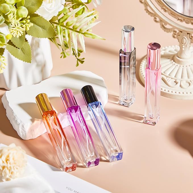 Domensi 20 Pcs 10/15/20/30 ml Perfume Travel Refillable Glass Bottles Spray Bottle Perfume Atomizer for Cologne Dispenser Leak-proof Fragrance Bottles Atomizer Pump Kit (10 ml,Fresh Color)