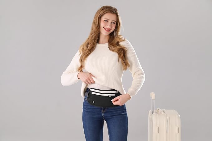XIEEAOZEE Travel Money Belt, Travel Waist Wallet with RFID Blocking & Hidden Fanny Pack for Men and Women, Hidden Passport Holder to Protect Credit Cards, Passports and Documents