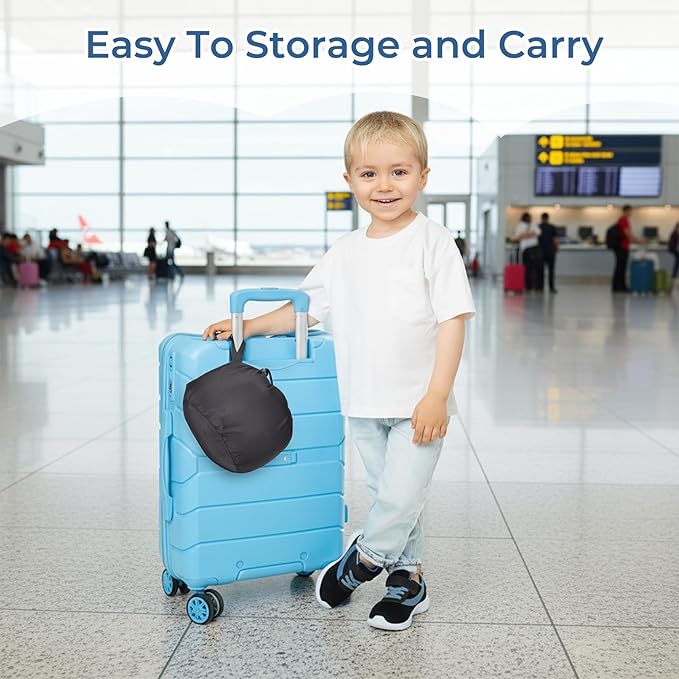 COOLBEBE Kids Travel Neck Pillow for Airplane & Car, Soft Breathable Fabric, Ergonomic Side Support for 3-12 Year Olds, Adjustable Snap Button, Travel Essential for Boys & Girls, Black & Grey