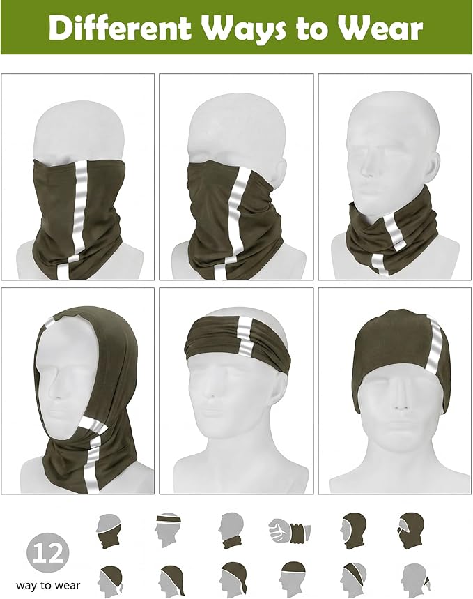 SATINIOR 8 Pcs Neck Gaiter Face Mask, Reflective Summer UV Protection Cooling Scarf Neon Breathable Bandana for Men Women