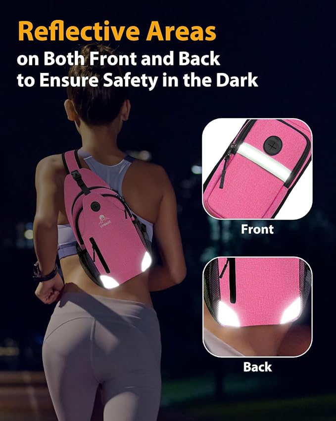 Sling Backpack for Women & Men, Crossbody Travel Bag with Water Bottle Holders, 17 Pockets, Quick-Access Phone Pocket, Hidden Security Pocket, Fits 11" Tablet, for Daily Carry, Travel, Theme Parks