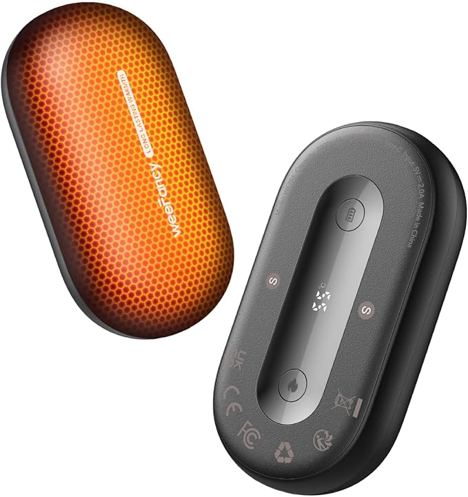 Hand Warmers Rechargeable 2 Pack, Magnetic Alloy Handwarmer 7000 mAh Reusable, Instant Heating UP to 131°F, 15 Hours Long Lasting Palm Pocket Heater, Gifts Packing for Skiing,Hunting,Camping,Golf