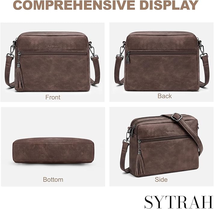 SYTRAH Anti-Theft Crossbody Purse for Women, Crossbody Shoulder Bag with Built-in Wallet & RFID Blocking for Travel Workout