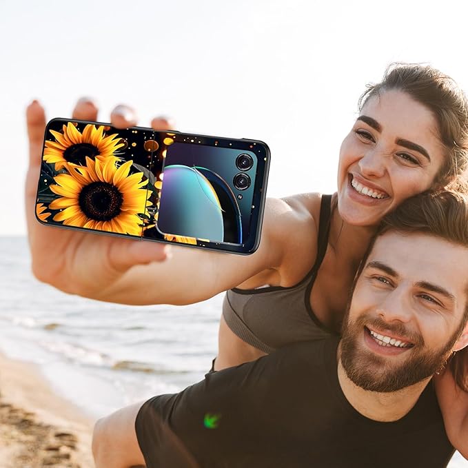 for Motorola Moto Razr Plus 2024 Case,for Moto Razr 50 Ultra Case Cute Slim Hard PC Thin Anti-Scratches Shockproof Protective Phone Cover for Motorola 50 Ultra,Glitter Sunflower