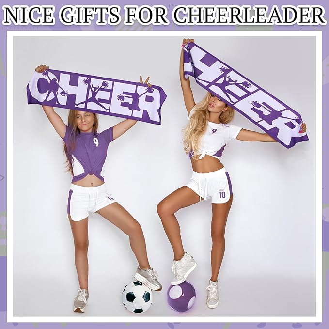 12 Pcs Cheerleader Cooling Towel Cheer Gifts Bulk for Team Cheer Sports Gifts with Bags 40" x 12" Breathable Chilly Microfiber Cooling Towel for Yoga Sport Gym Party Favor (Purple)