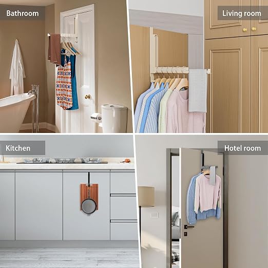 Over The Door Drying Rack, Foldable Portable Over The Door Hooks Hanger with Towel Racks for Coat Clothes Laundry Bathroom Bedroom Travel Hangers (Space Grey, 1 Pack)