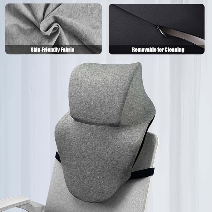 Neck Support for Office Chair,Memory Foam Neck Support Enlarge Head Rest for Office Chair,Washable Cover with Fixed Strap Suitable for Most Office Chairs Without Headrests