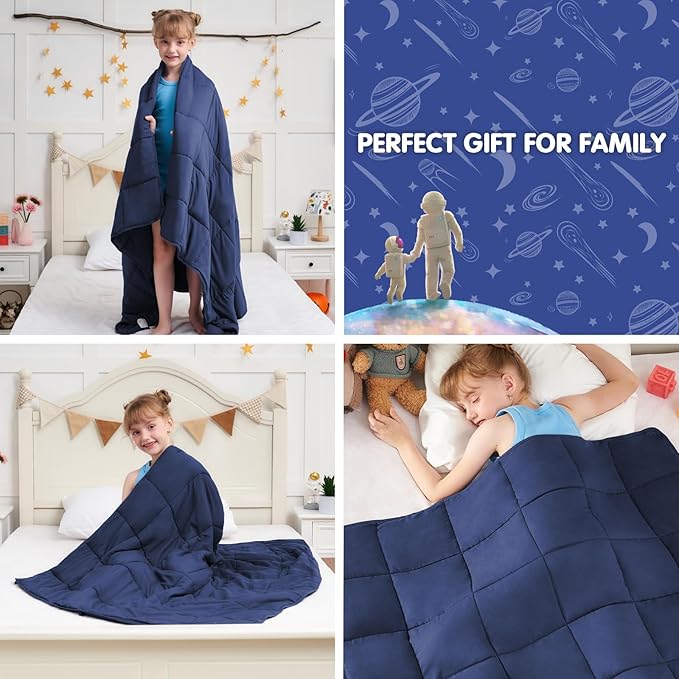 Weighted Blanket Kids 3lbs, 36"x48", Cooling Heavy Throw Blanket for 20-40lbs, Microfiber Soft Thick Big Blankets Weighted Comforter Breathable Gift, Navy