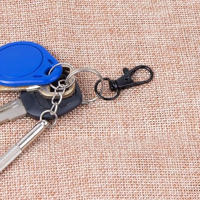 HXSEMAYIG Keychain Hooks with Key Rings, Metal Swivel Lobster Claw Clasps, for Keychain Clip Lanyard, Jewelry Making, Crafts (Gun Black)