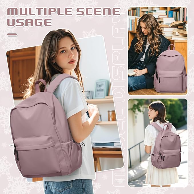 VECAVE School Backpack Purple Waterproof Bookbag Casual Lightweight Travel Rucksack Daypack Backpacks for Men Women College High School Bags backpack for Boys Girls Teens