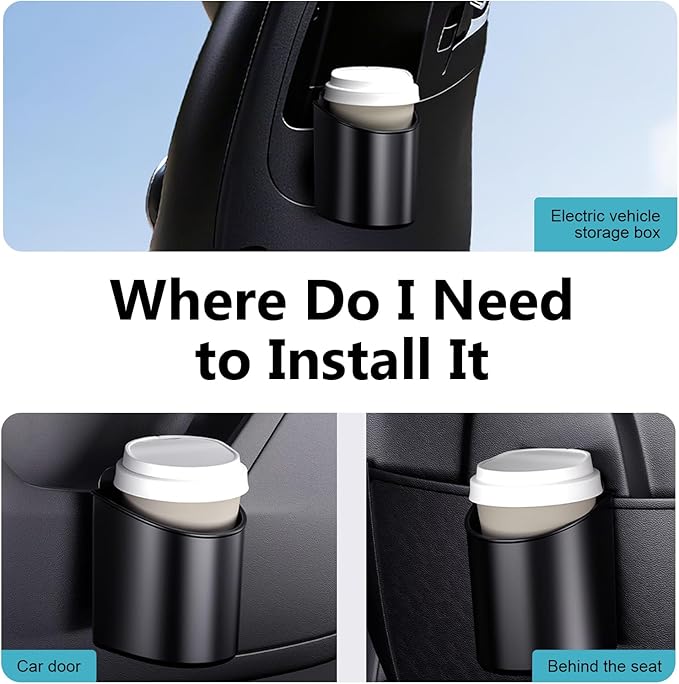 Car Cup Holder, Stable Spill-Resistant Drink Holder for Car, Back-clip Multifunctional Storage Box with Breathable Hole for Rear Seats/Car Doors/Headrests, Universal for Most Vehicles (Black)