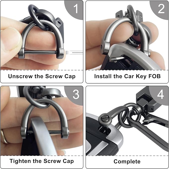 OHKYOOT Leather Car Keychain,Carabiner Clip Key Fob Keychain for Home Car Keys Women Men