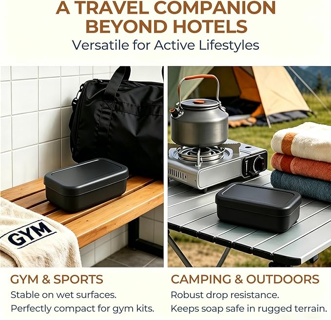 AIMAIAIMAI Silicone Shampoo Bar Travel Case with Drain Pad – Leak Proof Bar Soap Travel Case for 2 Bars, Shampoo & Conditioner Bar Holder for Camping, Gym | 1 Pack, Black