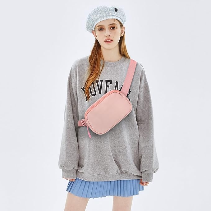 Fanny Pack Crossbody Bag for Women and Men, Belt Bag for Hiking Bum Bag with Adjustable Strap,Casual Cell Phone Pouch,Waist pack for Running Workout Sports Travel Peach