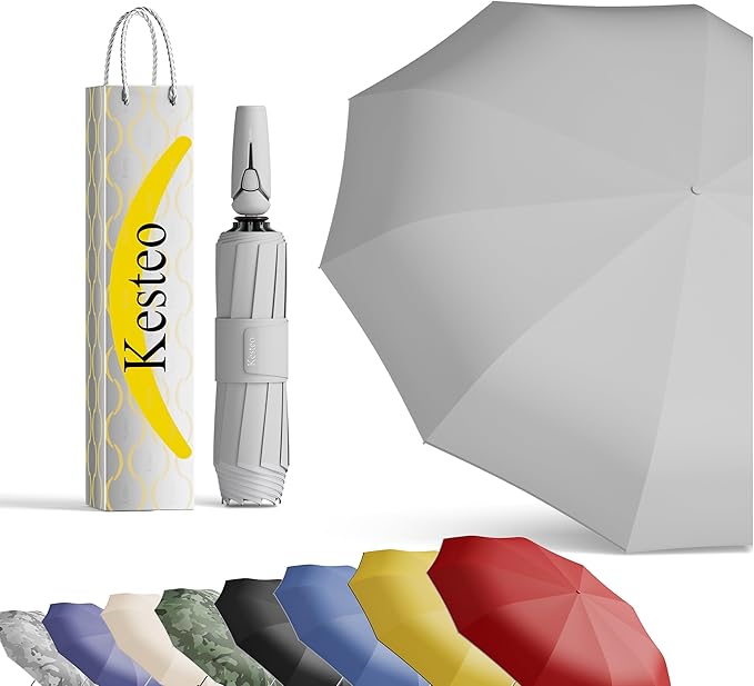 Windproof Travel Umbrella for Rain, Withstand 85MPH Winds, 52 Inch Automatic Reverse Fold Umbrellas Easy Auto Open Close, Portable Compact Umbrella Includes Cover Bag, Perfect for Travel, Car, Commute, Women Men, Backpack