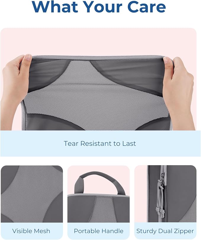 BAGSMART Compression Packing Cubes for Travel, 6 Set/14 Set Compressible Luggage Organizer for Cruise Ship, Lightweight Travel Essentials (1L+2M+2S+Shoe bag+Drawstring bag+Toiletry bag+6Plastic bags)