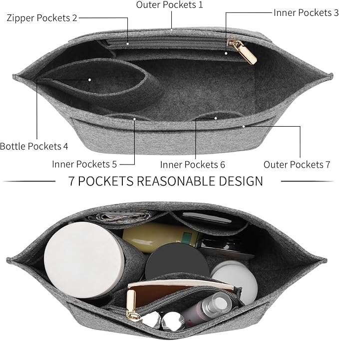 LOUKAYCCI Felt Organizer Compatible with longchamp le pliage L Handbag Insert (Large,Gary)
