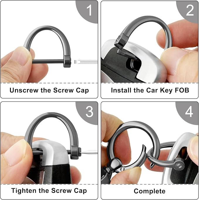 OHKYOOT Leather Car Keychain,Carabiner Clip Key Fob Keychain for Home Car Keys Women Men