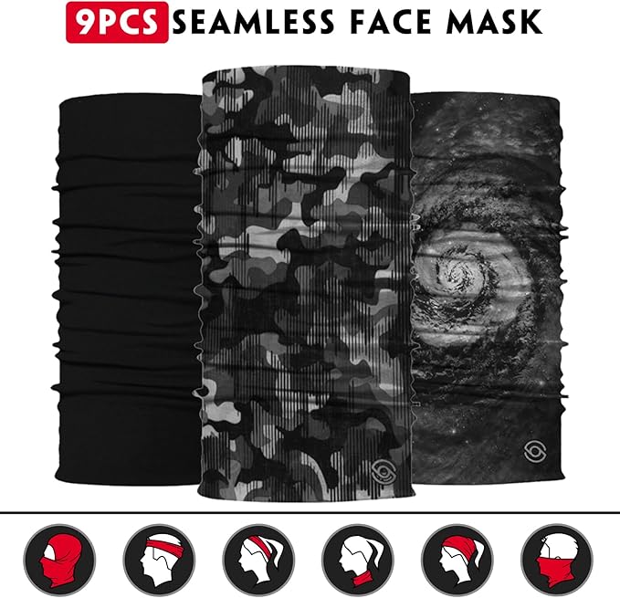 Neck Gaiter for Men Women Headwear Bandana Head Wrap Face Scarf Mask Cover Warmer Balaclava-Seamless & Versatile