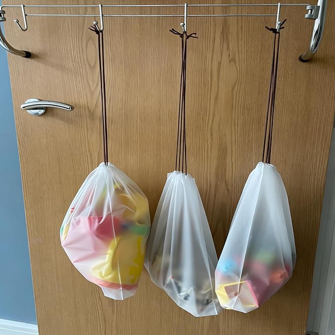 HAKZEON 50 PCS 16x20 Inch Clear Plastic Drawstring Bags, Portable Translucent Shoes Storage Organizers Pouch with Rope, Thickness 2 Mil Travel Bags for Sneakers, Dress Shoes, Slippers, Sandals