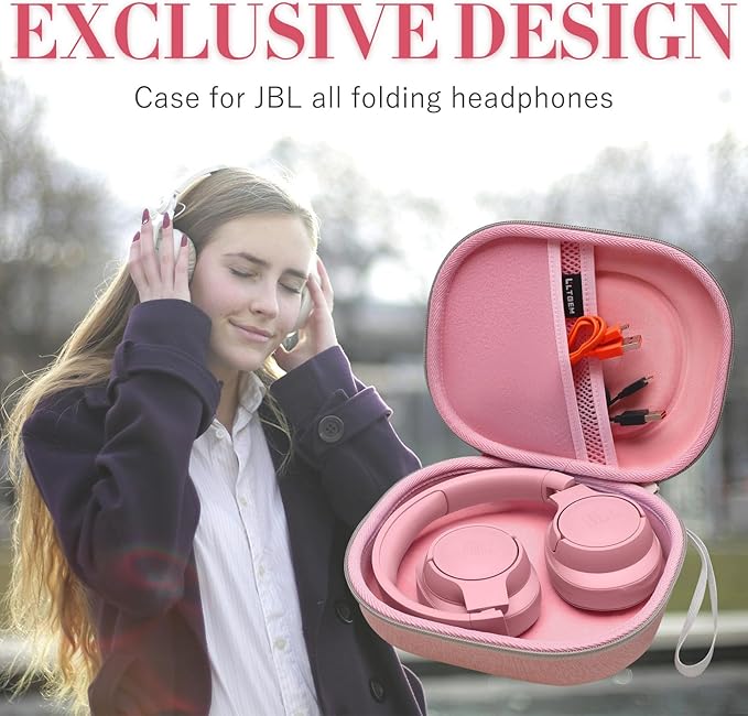 LTGEM Case Compatible with JBL Tune 510BT / Junior 320BT / Junior 320 / 770NC / 720BT / 520BT / 520C / 670NC, for JBL Live 770NC / 670NC / 680NC / 780NC Headphones, Pink