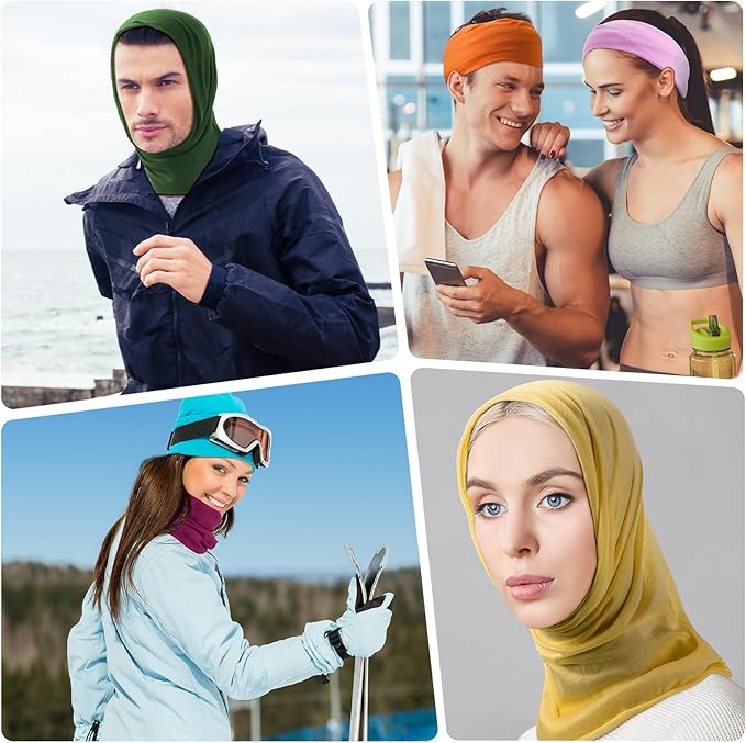 Jiuguva 26 Pcs Neck Gaiter Men Face Mask Headband Boho Head Wrap Headwear Bulk Hiking Seamless Neck Scarf Skull Bandana Women