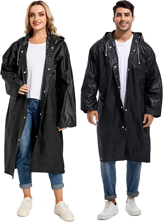 Rain Ponchos for Adults Reusable Raincoats Survival Heavy Duty Military Impermeable 2 Packs Rain Coat…