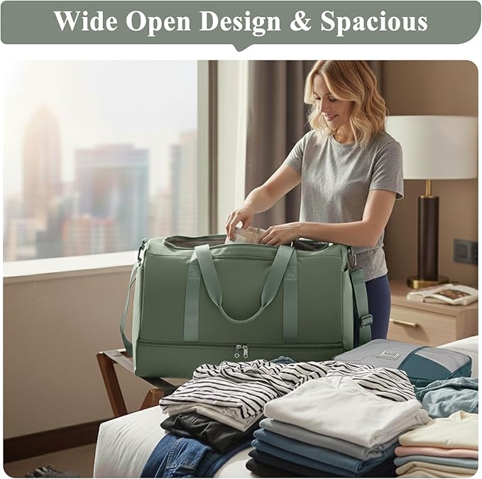 Extra Large Travel Duffle Bag with Shoe Compartment & Toiletry Bag, XL Weekender Bags for Women, Carry On Overnight Bags for Gym Sports, Water-Resistant Hospital Bag for Labor and Delivery