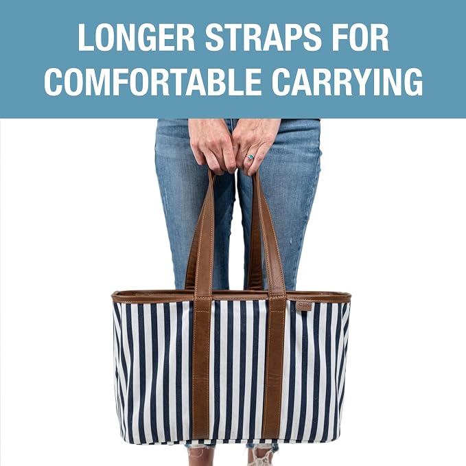 CleverMade Collapsible LUXE Tote, 30L Foldable Grocery Shopping Bag, Reusable