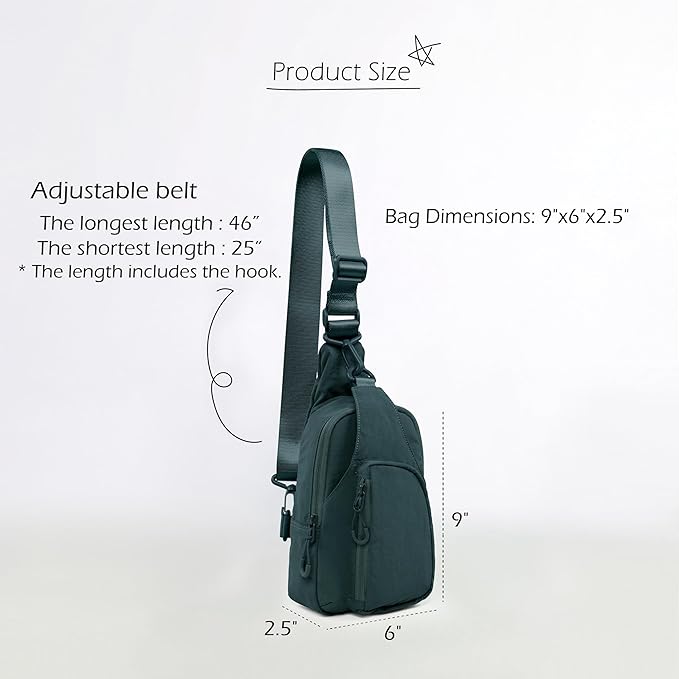 ODODOS Sling Bag with Adjustable Straps Crossbody Chest Bag Lightweight Backpack for Casual Traveling Hiking