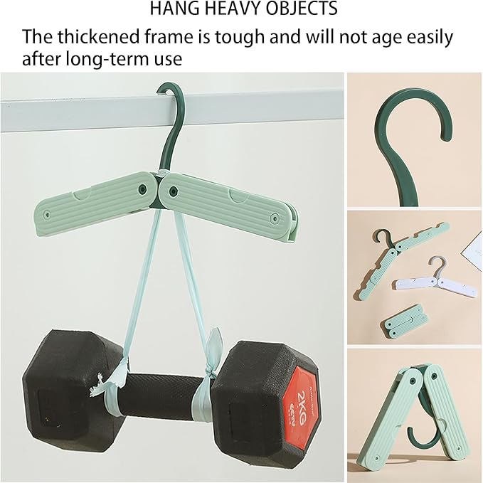 Foldable Travel Hangers, ABS Plastic, Expandable 10-15 Inch, Heavy Duty Clothes Hangers with Space Saving Design for Business Trips 1 PCS(Green)