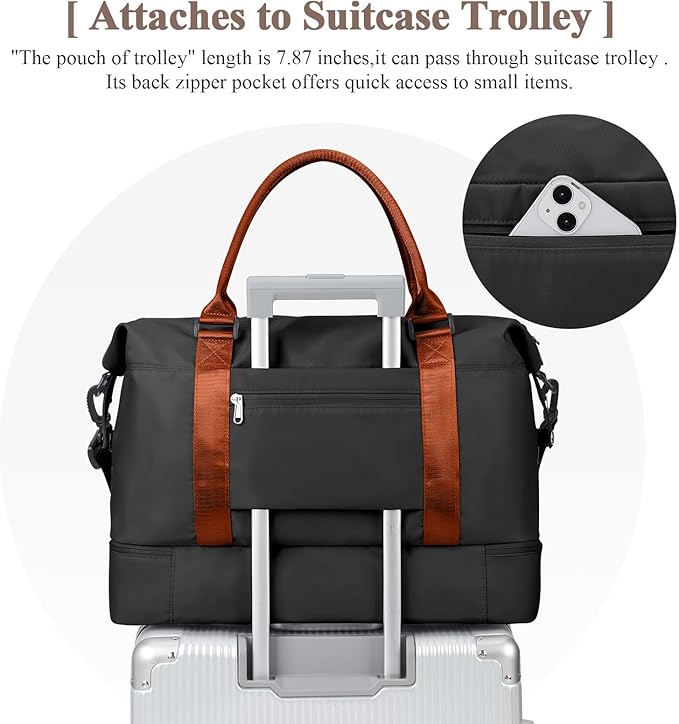Travel Duffel Bag with Shoes Compartment, Overnight Weekender Bags for Women,Carry on Personal Item Bag,Extra Large
