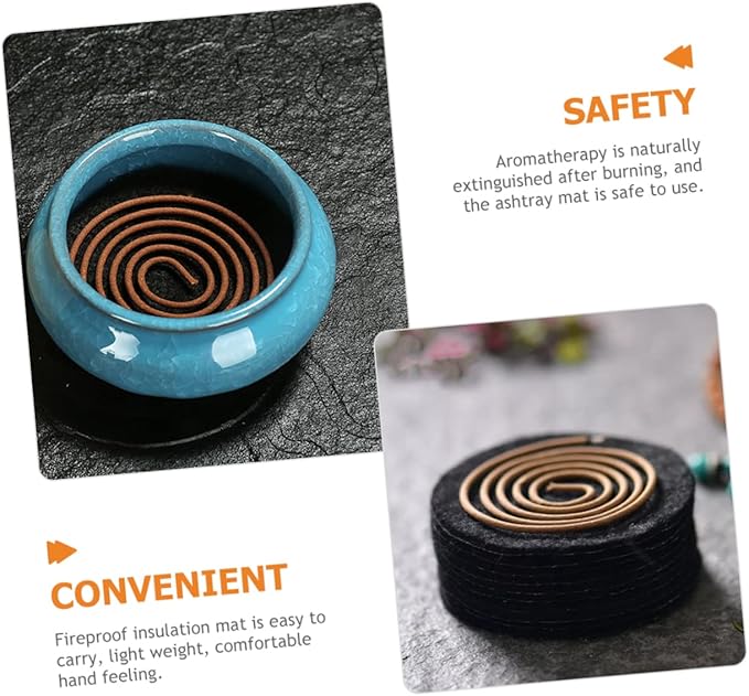 Zerodeko Fireproof Insulation Mat 3.34 Inch Round Heat-Resistant Cotton Pads for Incense Burner Cone Holder Ash Catcher 8-Pack