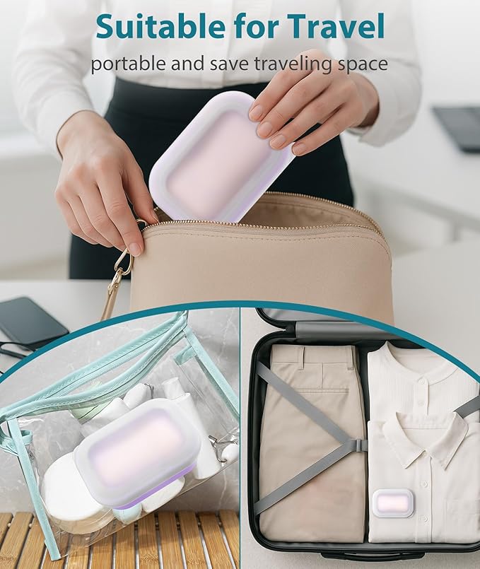 Quatish Large Leakproof Travel Soap Case, Solid Shampoo Bar Holder, Silicone Soap Box with Draining Layer, Enhanced Soap Container, Suitable for Camping, Gym, Bathroom, Outdoor Essentials, Purple