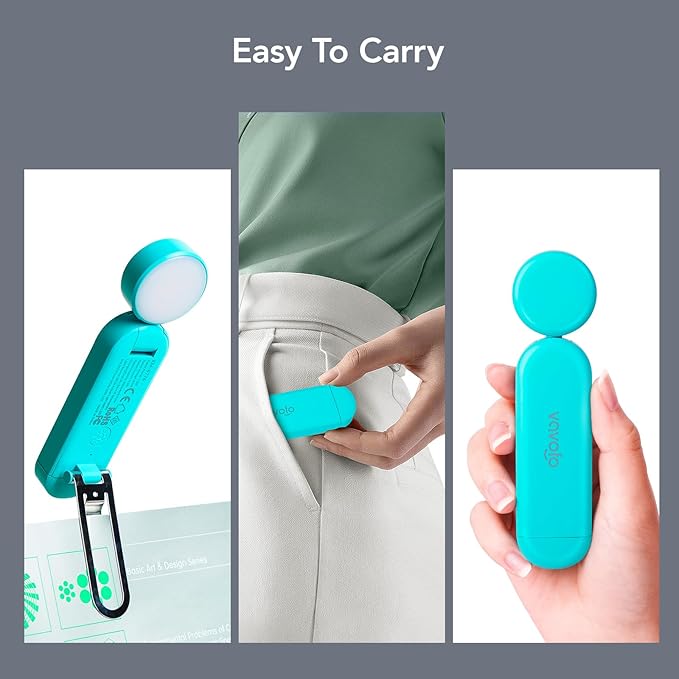 VAVOFO USB Rechargeable Book Light, Blue Light Blocking, Amber Light Clip On Bookmark Shaped Reading Light, Eye Care 6 LEDs Book Light for Bookworms Reading in Bed with 9 Lighting Modes (Blue)