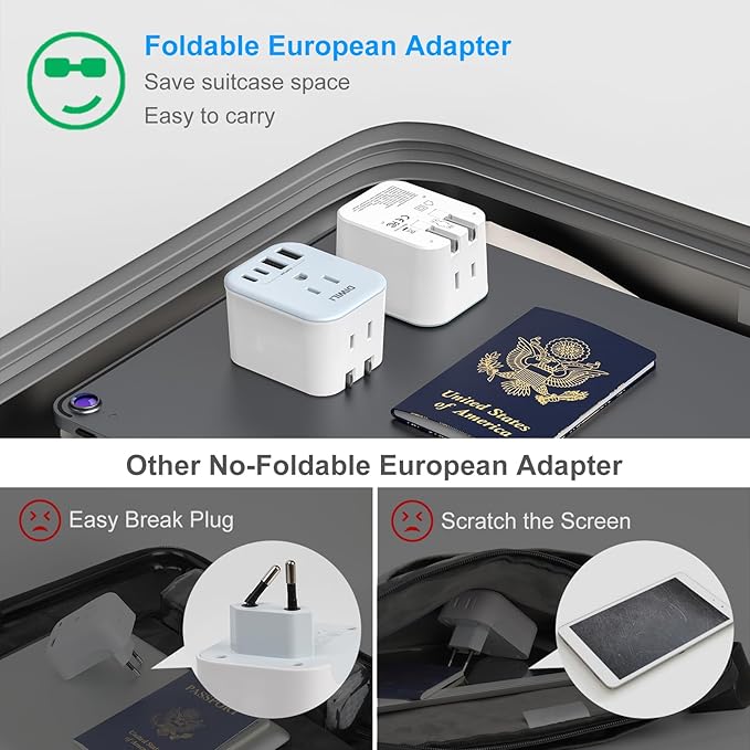 Australia Travel Plug Adapter, Foldable Power Adapter with 4 USB(2 USB C Port) and 2 Outlets Charger, 2 in 1 Type A/I Travel Adapter for US to Japan Canada Mexico Australian AU Argentina Fiji