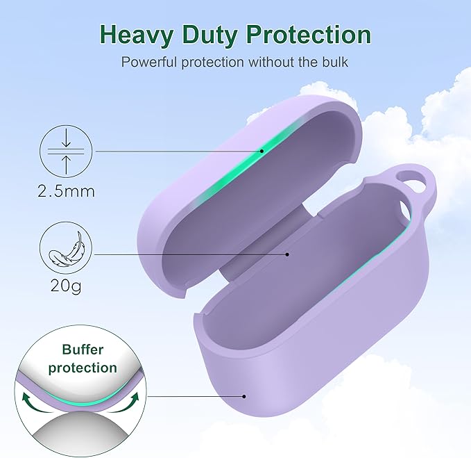 R-fun for AirPods Pro 3 Case (2025), Soft Silicone Protective Case Cover Compatible with Apple AirPods Pro 3rd Generation (USB-C Cable) for Women Men with Cleaning Kit and Keychain, Banana Violet