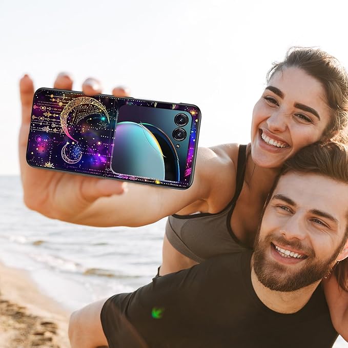 for Motorola Razr Plus 2025 Case,for Razor Plus 2025 Phone Case Cute Slim Hard PC Ultra-Thin Anti-Scratches Shockproof Protective Cover,Purple Glitter Moon