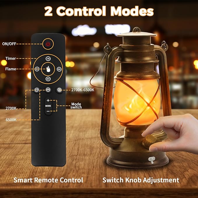 4 Pack Bronze Vintage 4 Modes Light LED Lanterns,Rechargeable Dancing Flame Lanterns Decorative Outdoor&Indoor, Remote Control Waterproof Hanging Lights for Camping,Patio Garden Pathway