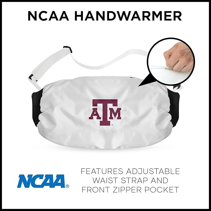 Northwest NCAA Texas A&M Aggies Hand Warmer with Adjustable Waist Strap, Officially Licensed Cold Weather Hand Muff for College Sports, Outdoor Sports, Insulated Pocket, Polyester, 7 x 15 in