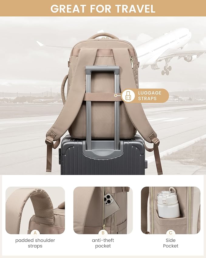 LOVEVOOK Travel Essentials Carry on Backpack 50L Travel Backpack for Women Men,Waterproof TSA Personal Item Travels Bag Airline Flight Approved,Large Carry on Luggage Laptop Backpack with Packing Cube