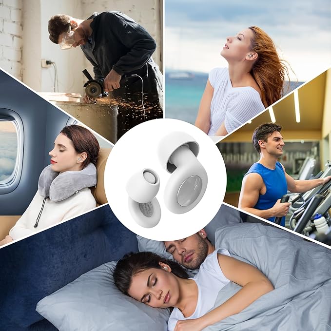 Ear Plugs for Sleeping Noise Cancelling, Perfect -30dB Reusable Silicone Earplugs for Noise Reduction, Hearing Protection Ear Plugs for Focus, Study, Work, Sleep – 4 Size Eartips in XS/S/M/L-White