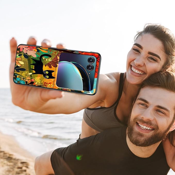for Motorola Razr Plus 2025 Case,for Razor Plus 2025 Phone Case Cute Slim Hard PC Ultra-Thin Anti-Scratches Shockproof Protective Cover,Cartoon Cat Forest