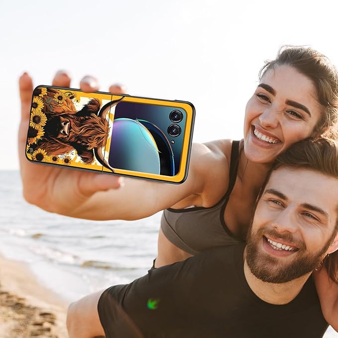 for Motorola Razr Plus 2025 Case,for Razor Plus 2025 Phone Case Cute Slim Hard PC Ultra-Thin Anti-Scratches Shockproof Protective Cover,Cute Cattle Flower
