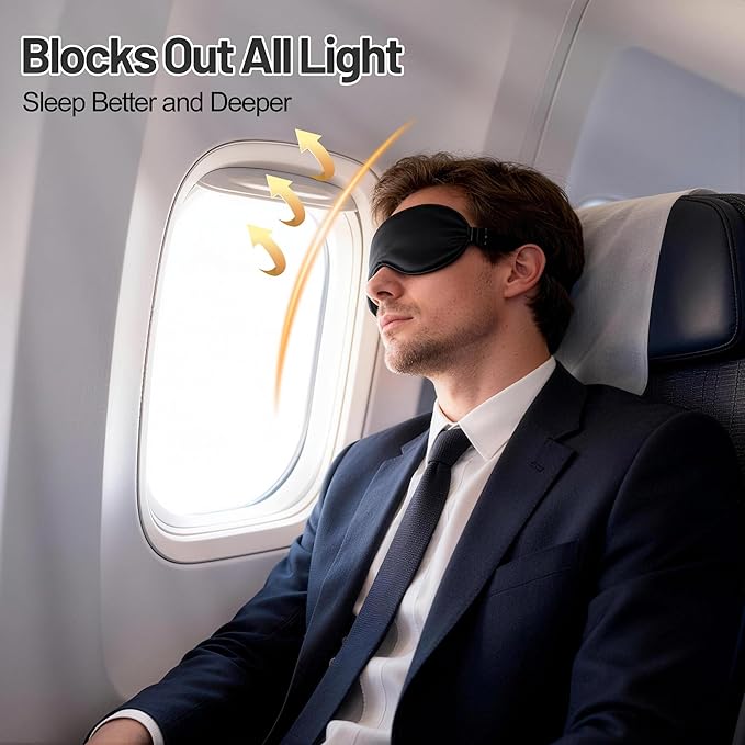 Sleep Mask, Silk Eye Mask for Sleeping with Adjustable Strap, Blindfold Eyeshade for Men & Women, Comfortable & Soft Eye Cover Eyeshade for Night Sleep(Black&Blue&Green&1 Laundry Bag)