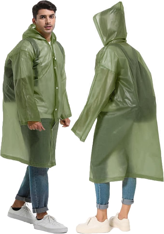 Rain Ponchos for Adults Reusable Raincoats Survival Heavy Duty Military Impermeable 2 Packs Rain Coat…